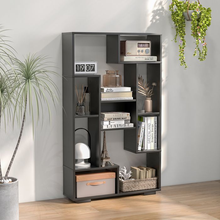 GIANTEX Bibliothèque Géométrique à 9 Compartiments - Étagère de Rangement Moderne pour Salon Chambre Bureau - 70x20x120cm - Noir