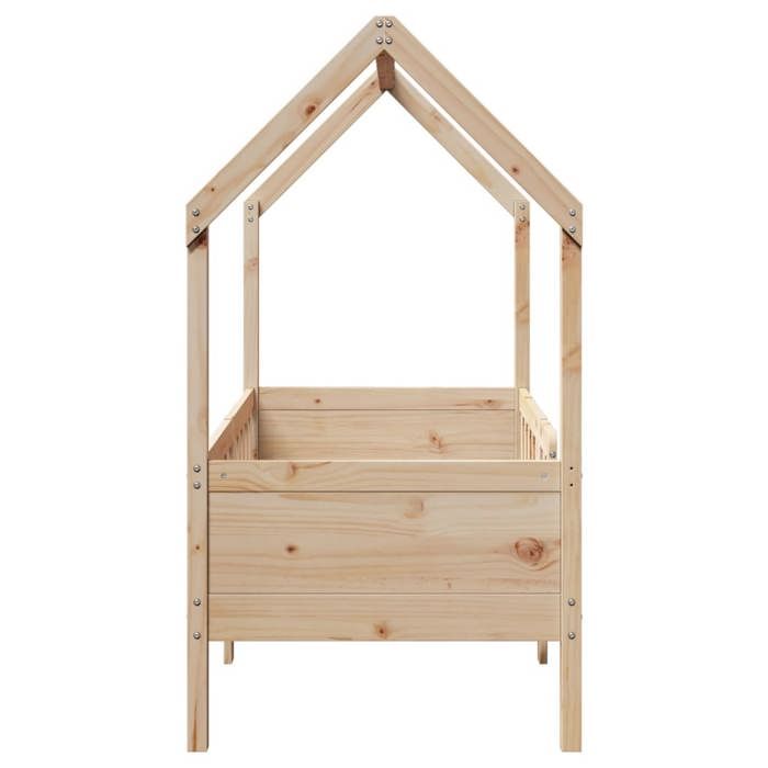 BURKE* Lit simple 70x140 cm Structure de lit classique denfants forme de maison sans matelas pin- LL7878