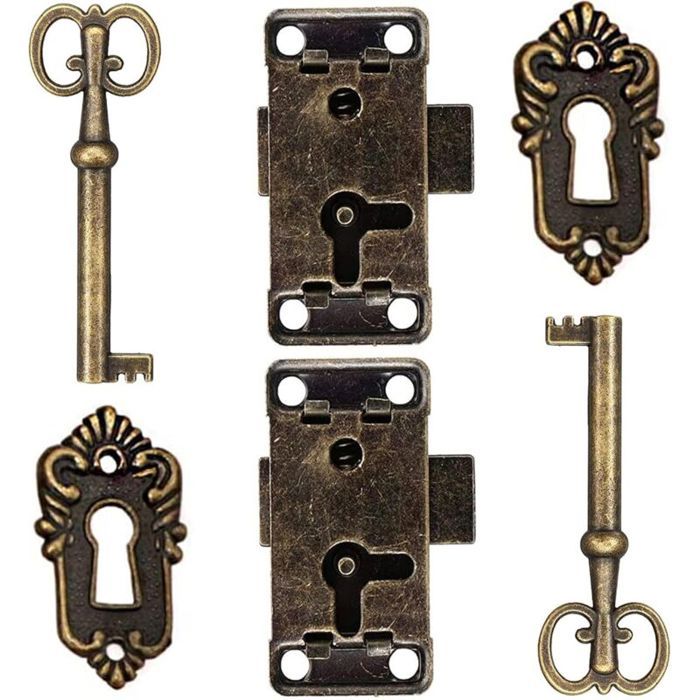 2 Pcs Serrure De Porte DArmoire Antique Serrure Meubles Verrous Pour Placards DéCoratifs Serrure Avec Clé Trou De Serrure Pour Bo