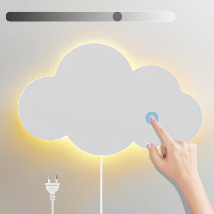 LED Applique Murale avec Interrupteur Tactile Veilleuse Enfant Dimmable Lampe Murale avec Prise Blanc Chaud Interieur