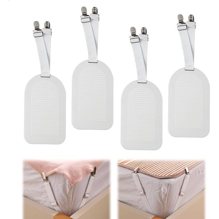 Supports De DrapsAttache Drap Housse Avec Sangles Et Clips Pour Housses De SiègeDraps Et Matelas DÉté Lot De 4 Blanc