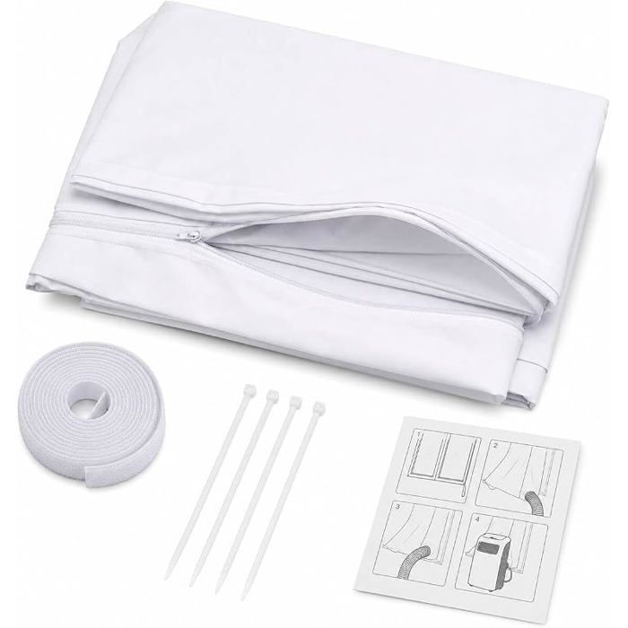 Kit calfeutrage 400cm double zip - Tissu étanche anti-air chaud - Pour clim portable sèche-linge déshumidificateur PIQUET DATTACHE
