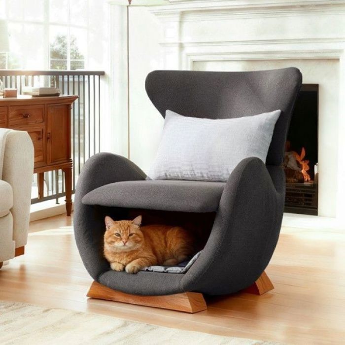 Confortable fauteuil pour chiens et chats 66×69×76 cm design requin-baleine scandinave tissu anti-griffures