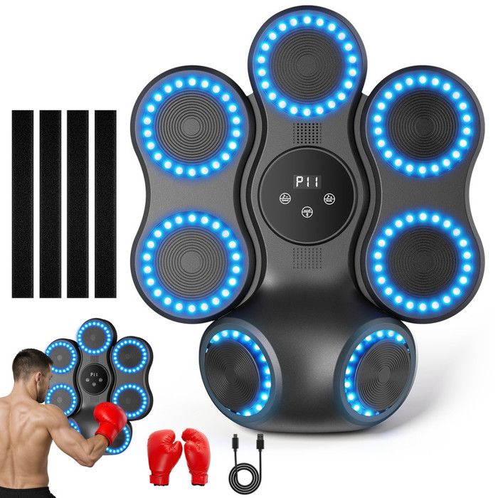 Machine de boxe intelligente Bluetooth avec écran LED et 11 modes 9 vitesses réglables cible murale connectée