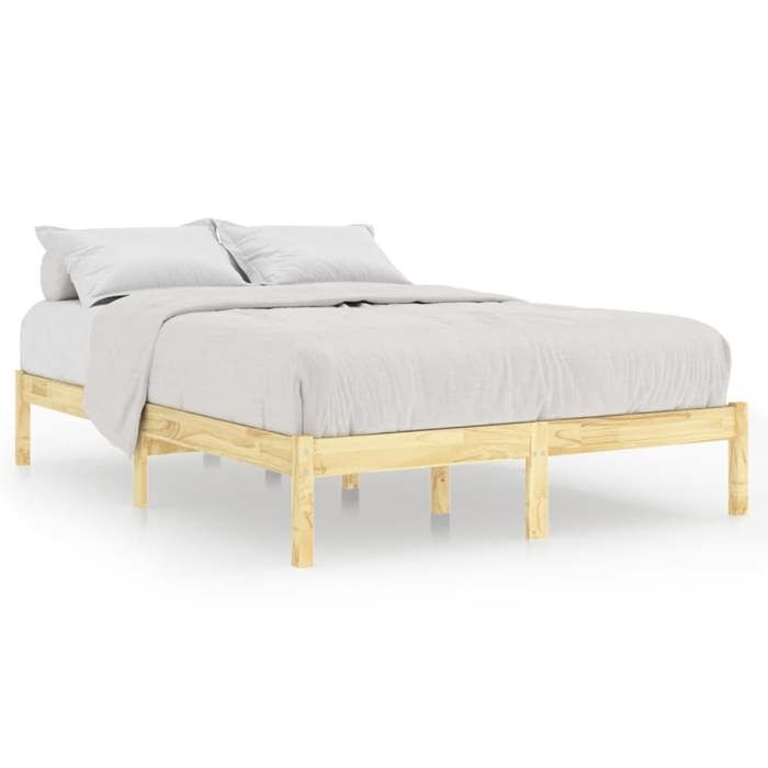 Cadre de Lit sans matelas Bois Massif 120x190 cm avec sommier à lattes inclus pour Chambre 436280