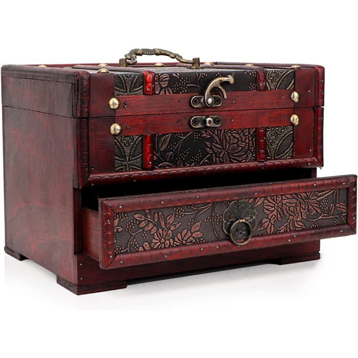 Boîte À Bijoux Boîte À Bijoux En Bois Boites A Bijouxs Femme Boites Rangement Vintage Organisateur De Bijouxs Coffret À Bijo[BI86]