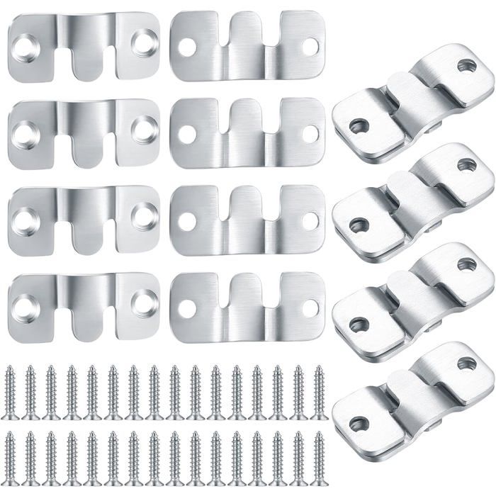 16 Support Encastré Dissimulé Cadre Photo Emboîtement Miroirs 44x19 mm Montage Crochet Suspension Connecteur Meubles Suspendu