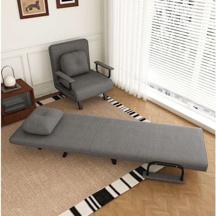 Modenuit fauteuil relax inclinable 5 positions 180° chenille grise structure métal