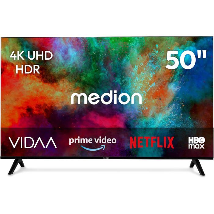 TV 50 Pouces (125 7 Cm) Ultra HD 4K Smart TV HDR10 Vidaa Store Prime Video DAZN HbbTV PVR Bluetooth HD MD850201