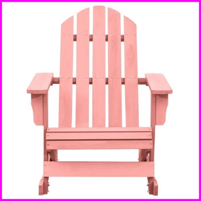 Chaise à bascule - ASHATA - Adirondack - Bois de sapin massif - Couleur rose - Résistante aux intempéries