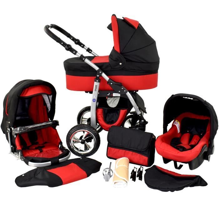 Poussette trio rouge hot sale et noir