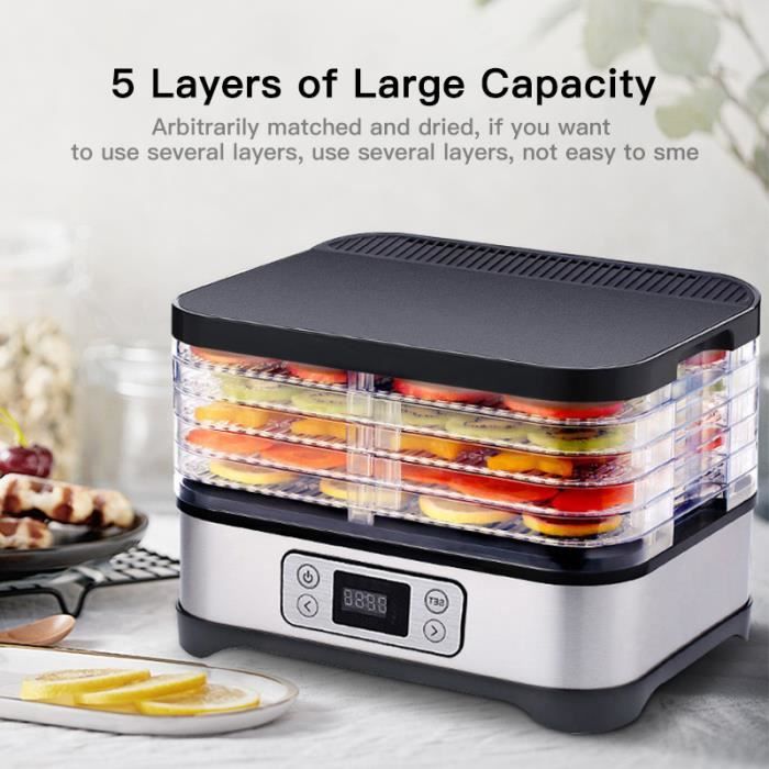 Laizere° Déshydrateur Électrique de nourriture 5 plateaux 250W EU Plug