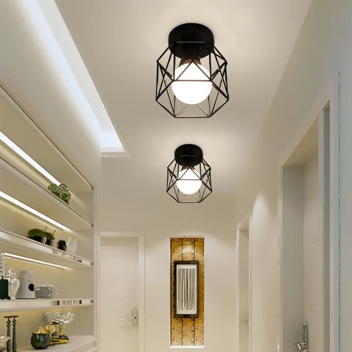 Misu Cage Plafonnier Luminaire Lampe 2pcs Retro Metal Pour Chambre Couloir E27 Achat Vente Misu Cage Plafonnier Lumina Cdiscount