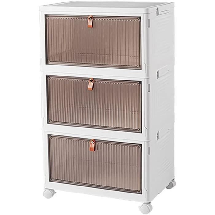 Boîtes Rangement Empilables Lacusmall | Lot De 8 | Couvercles Magnétiques | Transparentes | Avec Roulettes | Blanc