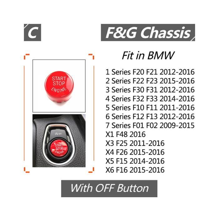 Rouge - Couvercle de Bouton de Démarrage et d'Arrêt du Moteur, Décoration  de Clé pour BMW Série 1 3 5 7 F20 F