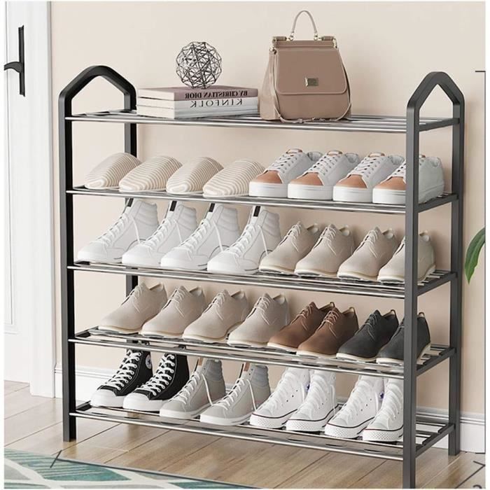 Étagère à Chaussures 9 étages Métal - Support Derrière Une Porte, 12 Crochets, Rangement 18 Paires