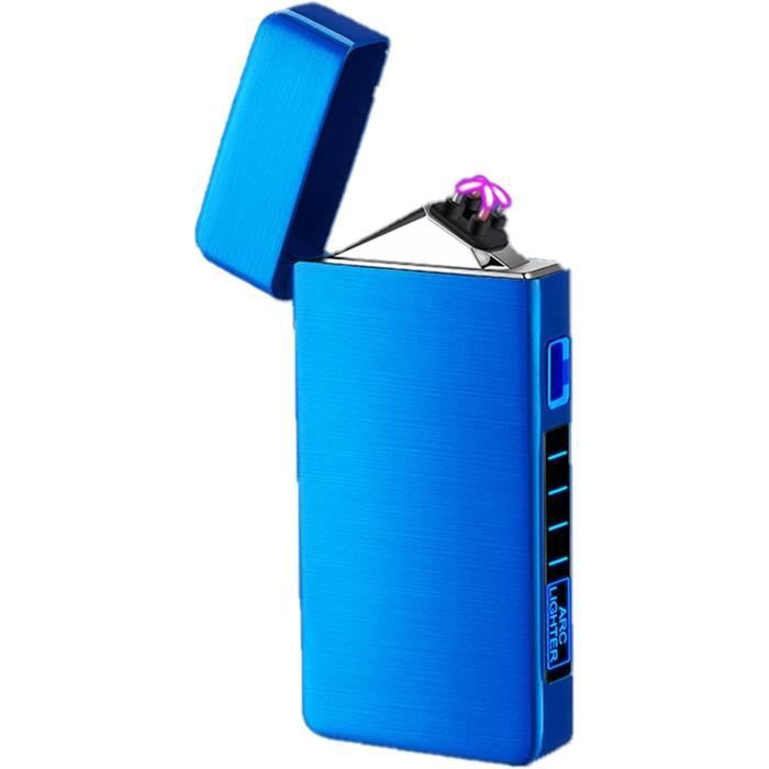 Briquet Électronique Rechargeable USB - Double Arc Électrique Sans Flamme - Allumage Empreinte Digitale - Coupe-Vent - Noir