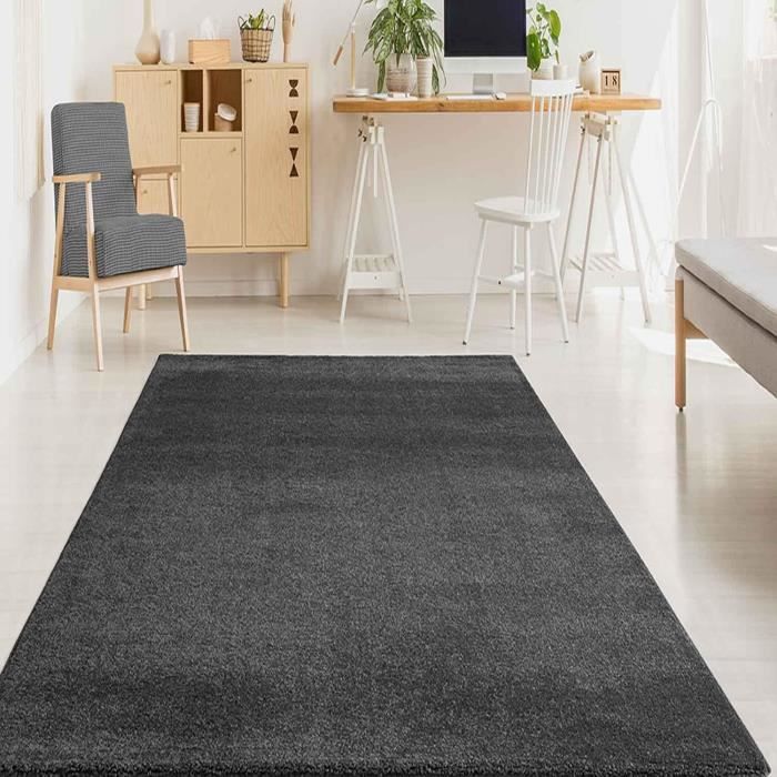Tapis HUARTE à poils courts doux et lavable rouge 80x250 | Leroy Merlin