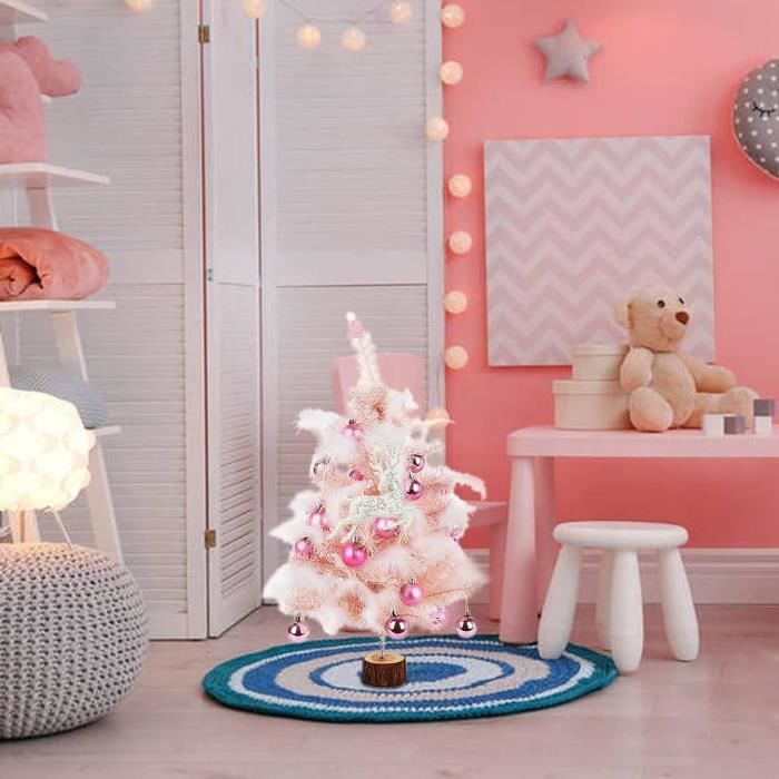 Mini Sapin De Noël Artificiel Rose Avec Lumières LED Et Boules Scintillantes Pour Decoration De Mariage Rose 45 Cm 90478781