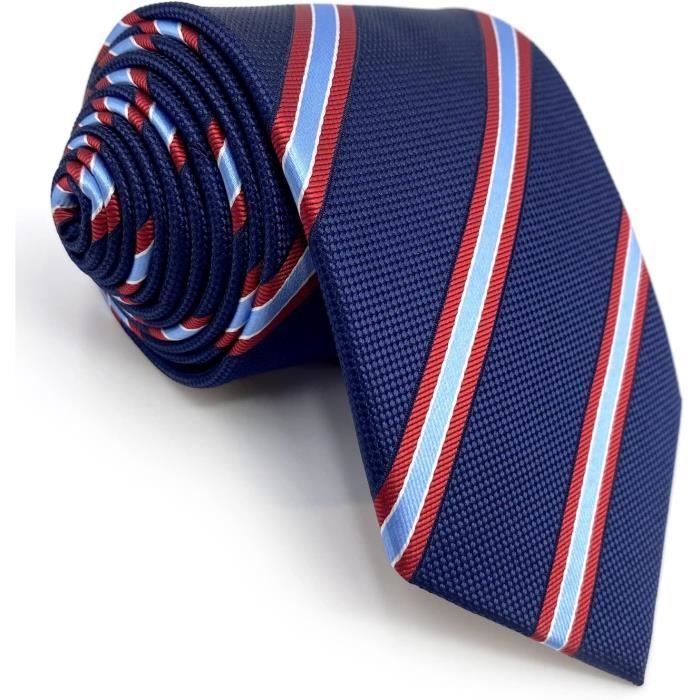 Cravates Pour Hommes Rayees Bleu Marine Avec Des Rayures Rouges Pour Ensemble De Cravate De Costume J1764 Cdiscount Pret a Porter