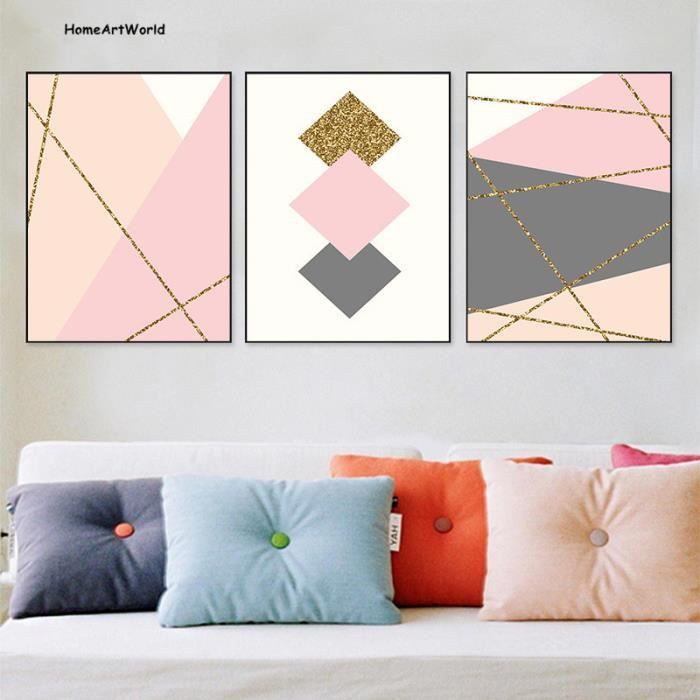 Nordic Abstrait Rose Géométrie Ligne Toile Peinture Affiches Décoration de  La Maison(Cadre non inclus) seulement toile - Achat / Vente objet  décoration murale - Cdiscount