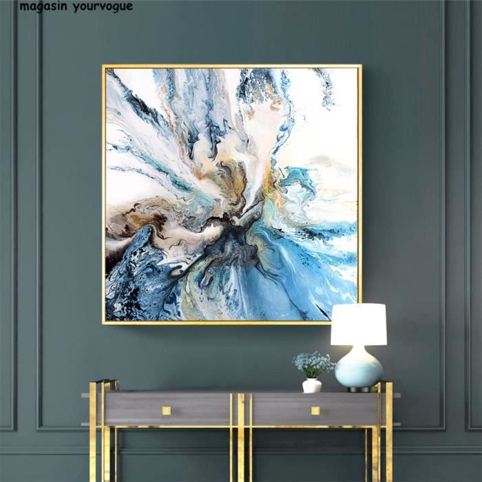 Wallpaper Art Minimaliste Giclee Print Abstrait Bleu Bold Art Paysage Cotier For iPhone Free