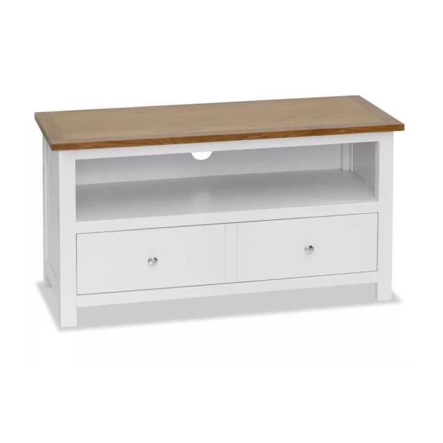 Table Basse Meuble Tv Style Scandinave En Bois Massif Blanc Et