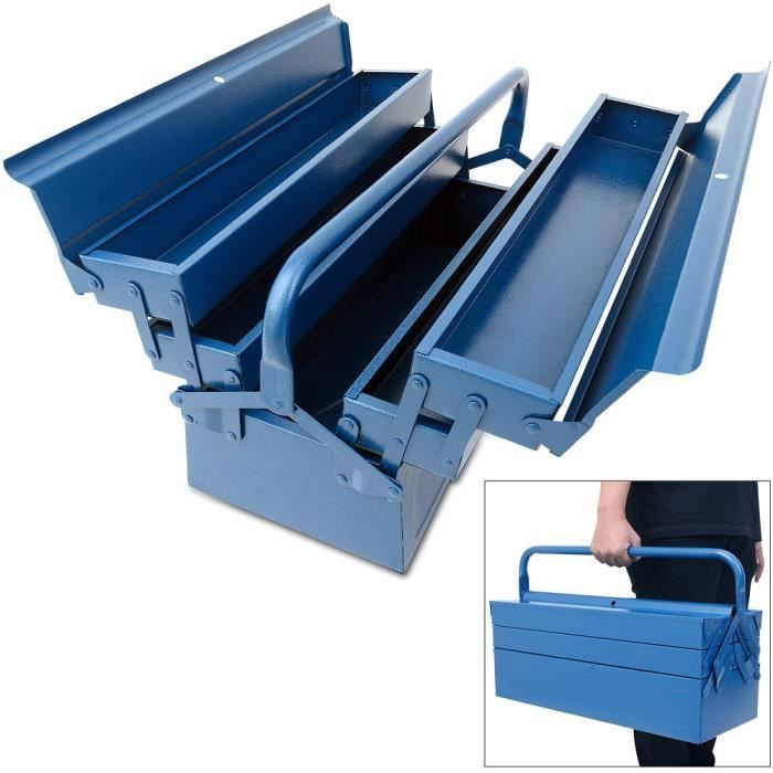 Boite De Rangement Caisse Outils Vide 5 Compartiments Metal