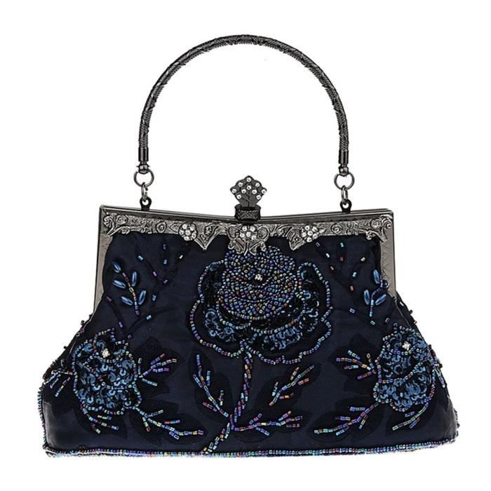 Femmes Sac Main Satin R tro Sac Pochette Sacs de Soir e Partie