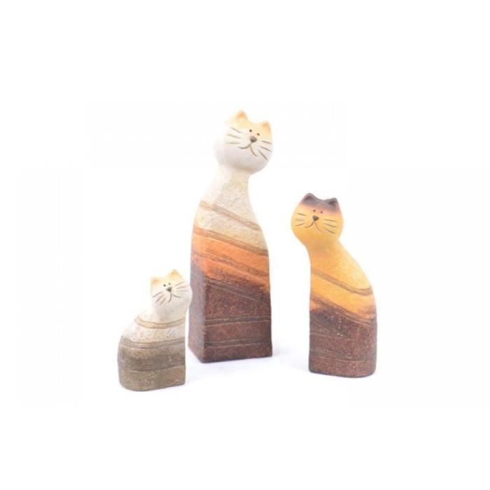 La Famille De 3 Chats En Terre Cuite Cdiscount Maison