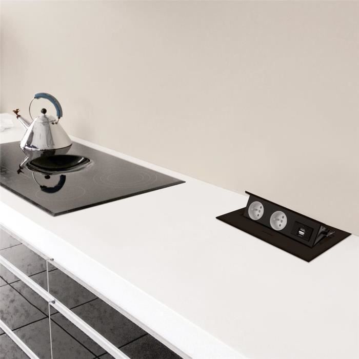 Hauteur Prise Plan De Travail Cuisine Norme Prise De Cuisine Derby Bloc Retractable 2 Prises 2 Usb Noir