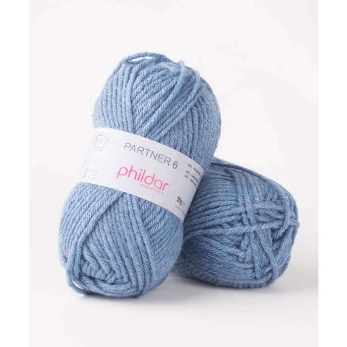 2 Pelotes De Laine Phildar Partner 6 Piscine - Acrylique, Bleu, Aiguille 6, Neuves