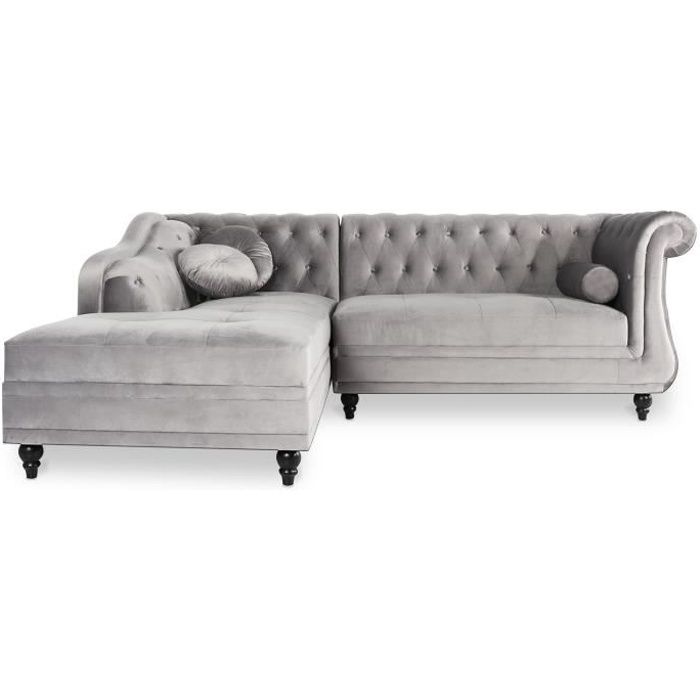 Canapé dangle Gauche Empire Argent Velours sty...