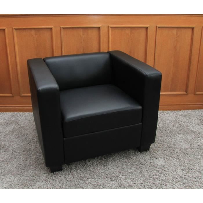 fauteuil club / lounge lille - cuir reconstitué - noir - contemporain - adulte - 86x75x70cm