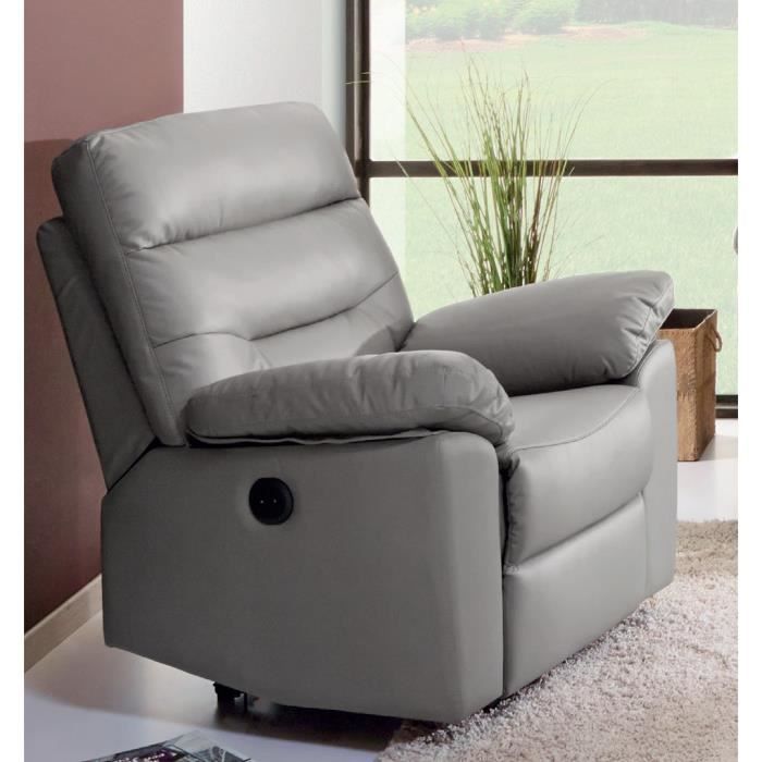 Fauteuil de relaxation en cuir électrique 95 cm BALI  95 cm  Gris