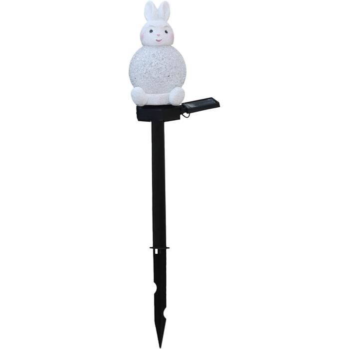 ILLUMINEW Statues solaires de jardin en forme de lapin, décoration de jardin en forme de lapin, figurines étanches pour terrasse, porche, balcon, cour, pelouse, lanterne, cadeau de Pâques unique pour