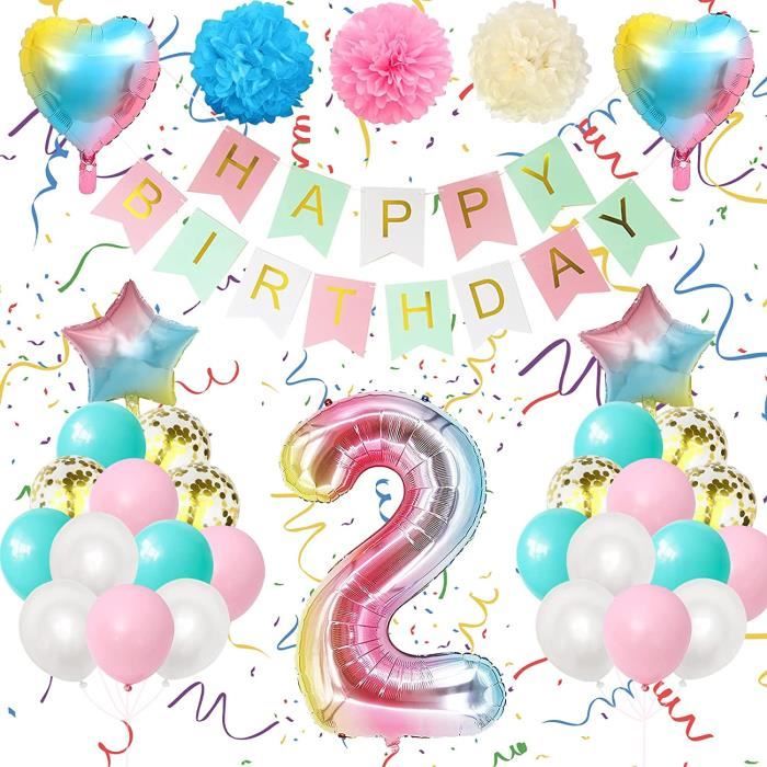 Lot De 2 Ballons Gonflables En Forme De Chiffre 29 Vert + Guirlande Happy Birthday + Bannière