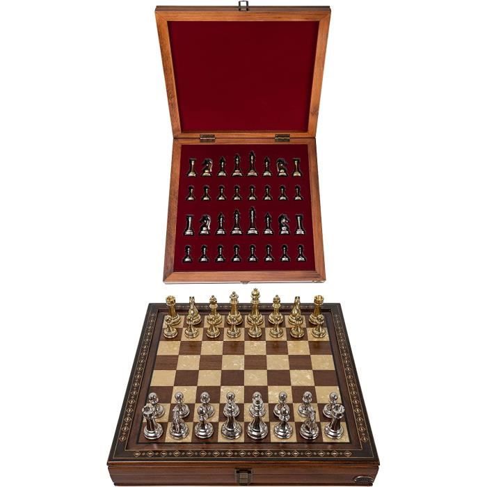StonKraft Échiquier Magnétique En Bois – 31×31 Cm – Pièces Staunton – Pliable – Voyage – Cadeau