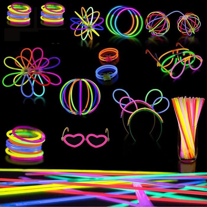 Baton lumineux, bracelet fluorescent lumineux, bracelet lumineux fluo  soiree, avec connecteurs, pour les carnavals, fêtes, festivals - Cdiscount  Maison