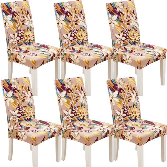 Housses De Chaise Extensibles KELUINA XL - Lot De 6, Polyester/Élasthanne, Noir/Blanc | Pour Salle à Manger, Protection, Décoration