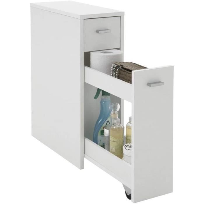 BYLUCAS Armoire sur Pied de Salle de Bain, Support Papier Toilette, Meuble Salle de Bain Rangement Polyvalent pour Salon, Cuisine, Salle à Manger (20 * 20 * 80cm, Porte à volet