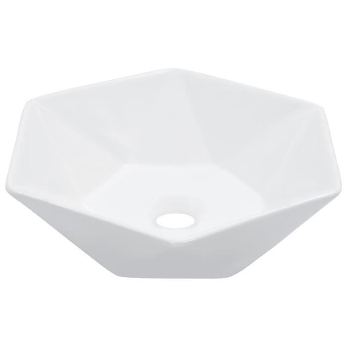 Lavabo en céramique blanc - VIDAXL - forme hexagonale - 41 cm - peut servir d'ornement