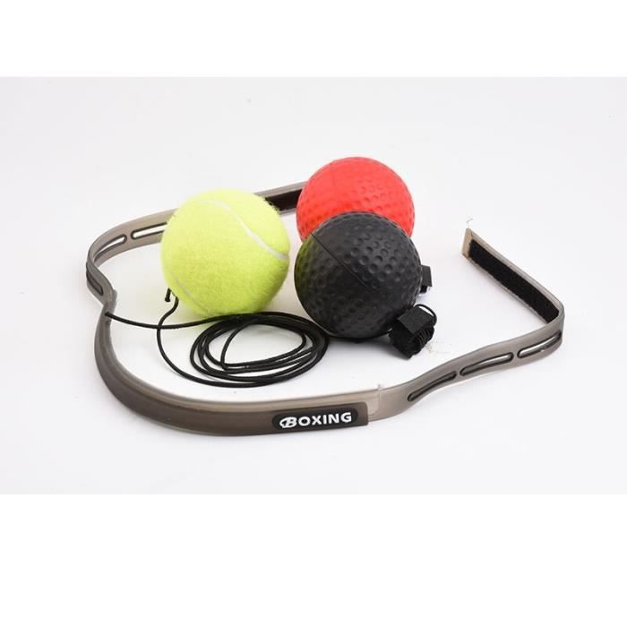 Jeu de 3 balles - Bandeau de boxe avec balle réflexe sur cordes