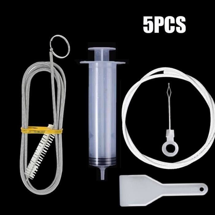 Kit Nettoyant Frigo 5 Pièces - Outils De Vidange Et Débouchage Pour Réfrigérateur Et Congélateur - Plastique Blanc Durable