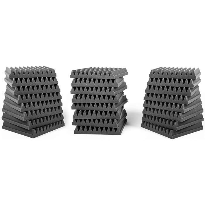 ACOUSPANEL Pack 28 Panneaux Mousse Acoustique 30x30x3cm Gris - Absorption Son Professionnelle Pour Studio Et Home Studio