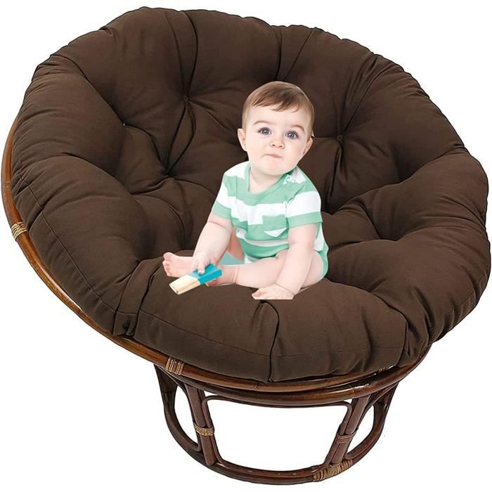 Coussin Papasan Épais - Rembourrage Coton - Housse Amovible Imperméable - Pour Chaise Ronde
