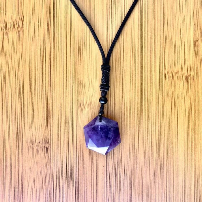 Mookaitedecor Collier Pendentif Pierre De Cristal Hexagonal - Chaîne Réglable Reiki