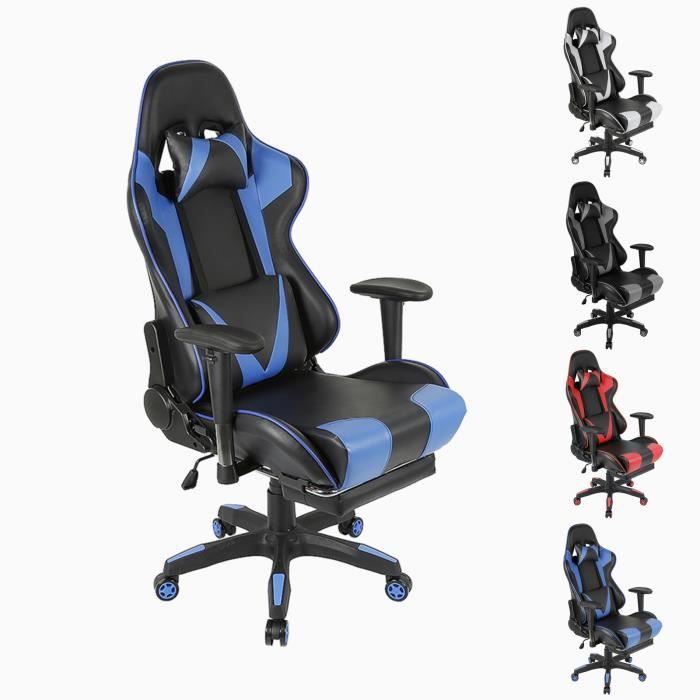 Fauteuil Gamer Chaise Gaming Ergonomique - avec appui-tête et oreiller  lombaires - Inclinable 90 °-135 ° - Noir et blanc - Cdiscount Informatique