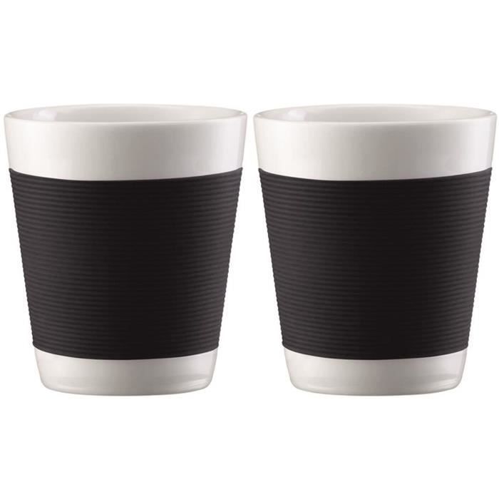 BODUM CANTEEN Set 2 tasses porcelaine double paroi 0,1L noir