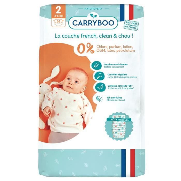 LOT DE 2 - CARRYBOO : Couches écologiques Dermo- sensitives taille 2 (3-6  kg) 56 couches - Cdiscount Puériculture & Eveil bébé